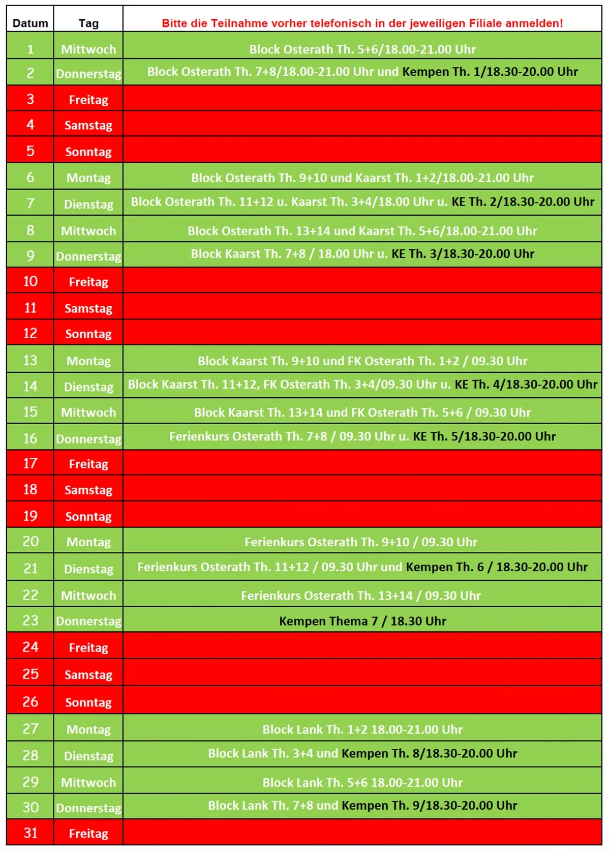 Theorieplan Oktober 2025