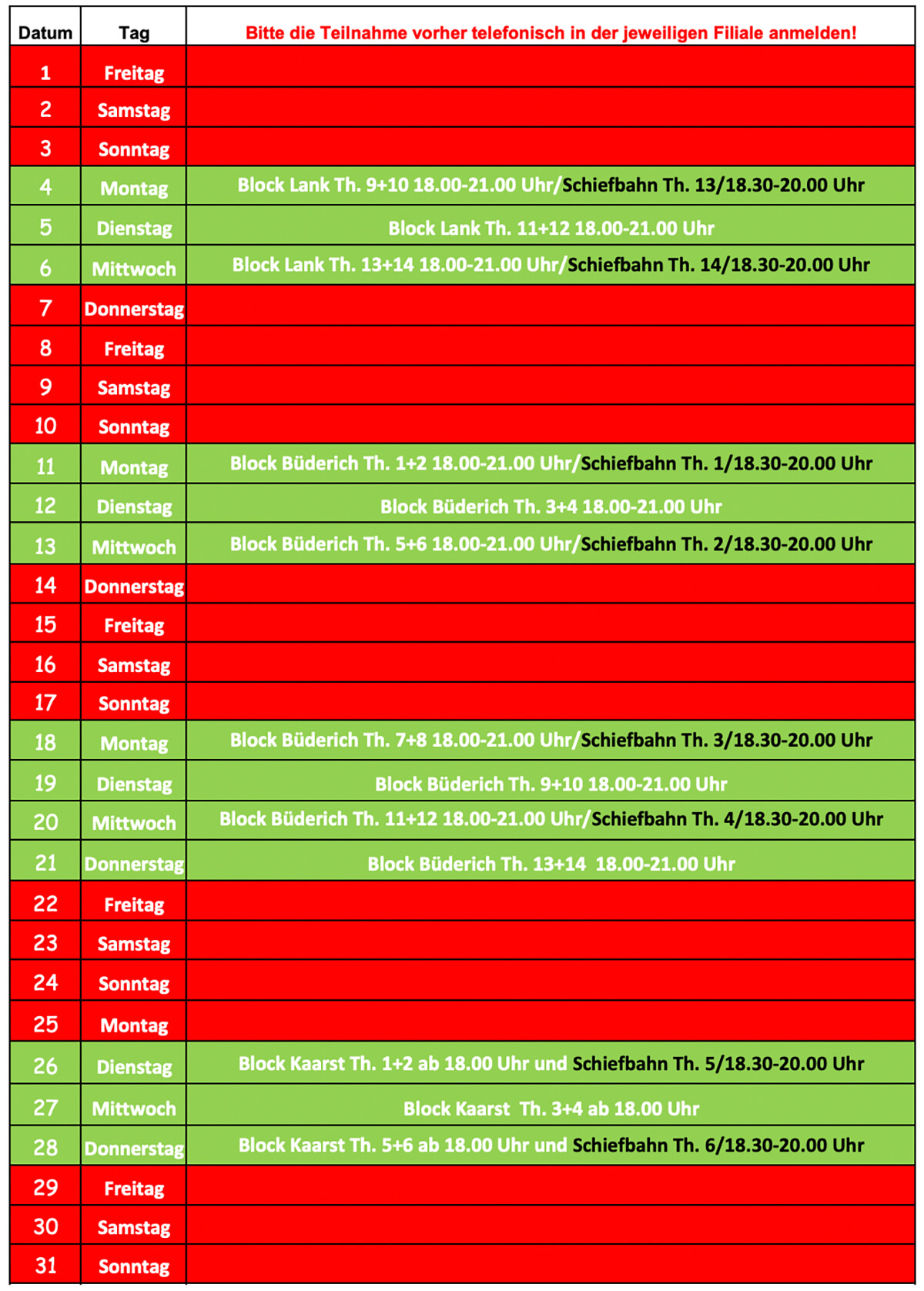 Theorieplan Mai 2026